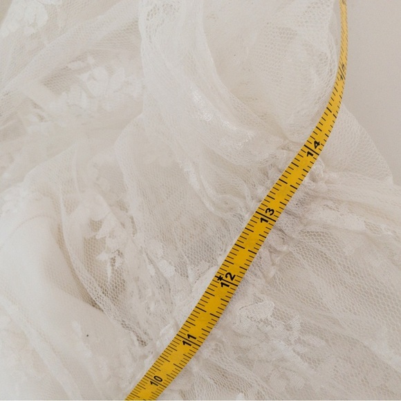 NEW Lace Dress Anthropologie Sheer White Let Me Be Short Sleeve Ruffle Maxi - Picture 10 of 11